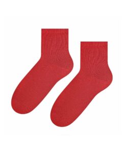 Skarpetki damskie bawełniane Gładkie Nieuciskające czerwone