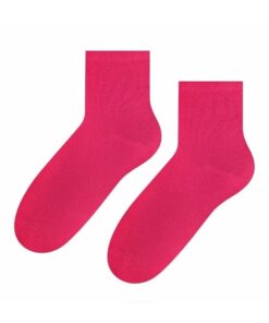 Skarpetki damskie bawełniane Gładkie Nieuciskające fuksja