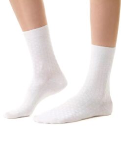 Bambusowe Skarpetki damskie bezuciskowe w kratkę białe