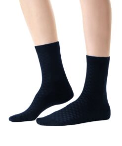 Bambusowe Skarpetki damskie bezuciskowe w kratkę granat