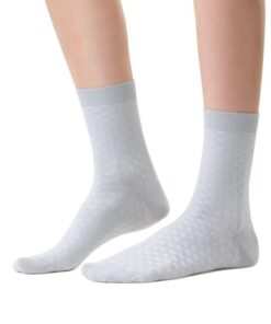 Bambusowe Skarpetki damskie bezuciskowe w kratkę szare