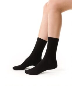 Skarpetki damskie bawełniane w prążek bez ściągacza czarne