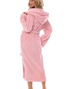 długi szlafrok damski różowy milutki ciepły gruby