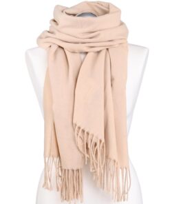 kremowy gładki ciepły szal damski