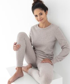 kawowa piżama damska długi rękaw