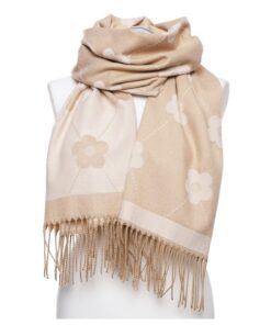 dwustronny beżowo kremowy szal damski