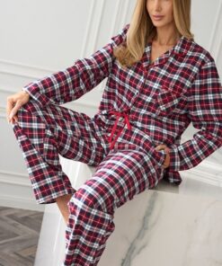 Piżama damska Flanelowa L&L Roxy 2475 rozpinana czerwona
