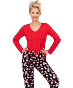 piżama damska w mikołaje
