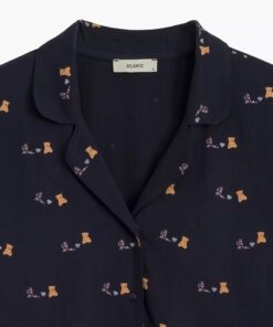 piżama damska rozpinana z kołnierzykiem granatowa