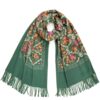 zielony haftowany szal z wełną ciepły