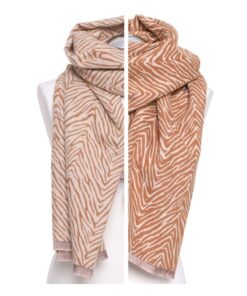 szal damski dwustronny beżowy camel