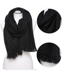 czarny szal damski połyskująca nitka