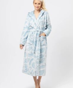 pudrowy niebieski szlafrok długi key damski