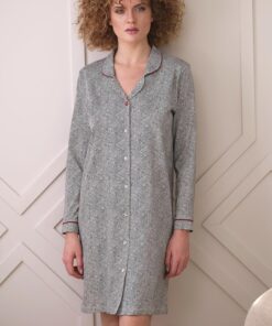 całkowicie rozpinana piżama damska cana szara