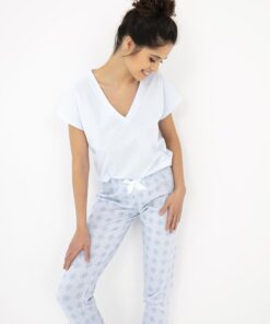 piżama damska bawełna niebieski