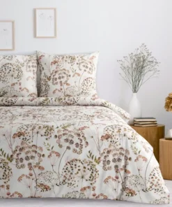 Jasno szara pościel w brązowe suszone kwiaty - Eurofirany Classic Family