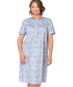 koszula nocna rozpinana niebieska krótki rękaw