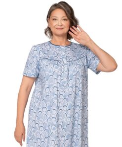 koszula nocna rozpinana niebieska z krótkim rękawem