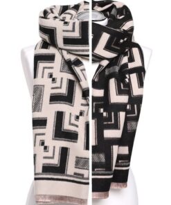 szal damski dwustronny czarny