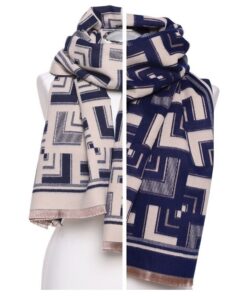 szal damski dwustronny granatowy