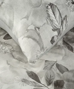 Alternative view of Elegancka szara pościel w kwiaty z satyny bawełnianej