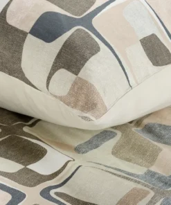 Alternative view of Beżowo brązowa pościel bawełniana satynowa w geometryczny wzór