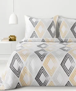 jasna biała pościel we wzór satyna bawełniana