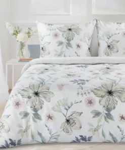 biała pościel we wzór satyna bawełniana