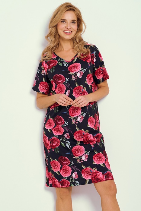 elegancka koszula nocna w czerwone róże