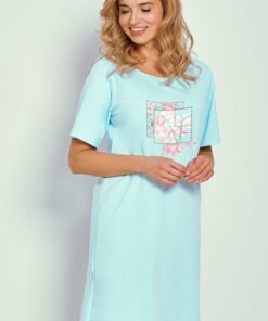 koszula nocna taro bawełniana niebieska