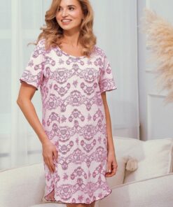 koszula nocna różowa w koronkę