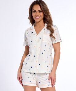 krótka piżama damska bawełniana z rozpinaną bluzką