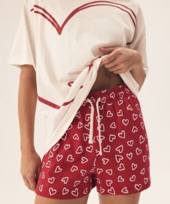 piżama damska krótka walentynkowa krótka