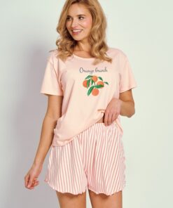 piżama damska z krótkimi spodenkami w paski