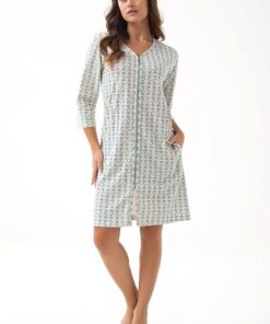 szlafrok damski na suwak miętowy