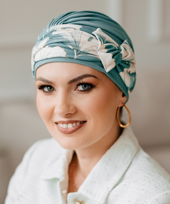 Elegancki Turban Lenka miętowy
