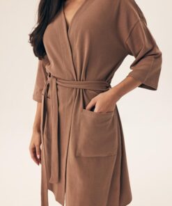 bawełniany szlafrok damski kakao