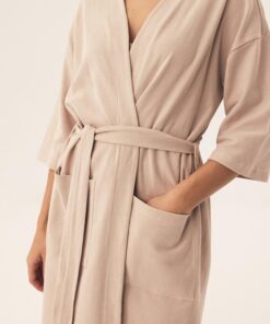 bawełniany szlafrok damski lekki cienki o strukturze waflowej