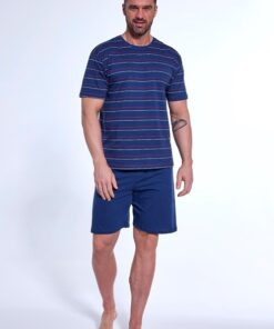 Alternative view of Piżama męska Cornette 338/50 krótka ciemno niebieska w pasy