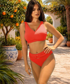 Dwuczęściowy Kostium kąpielowy BEZ fiszbin Trends 1 koralowy