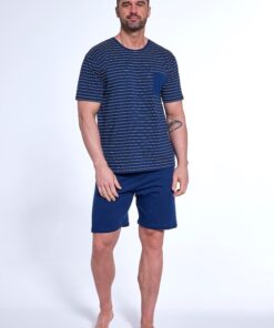 Alternative view of Piżama męska Cornette 325/175 Lagoon paski granat krótka