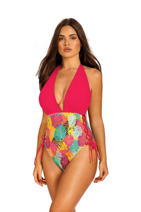 tropikalny jednoczęściowy strój kąpielowy damski róż