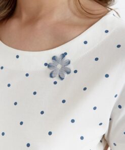 kremowa koszula nocna w niebieskie kropki