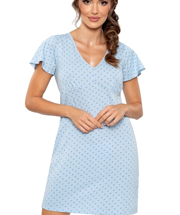 błękitna koszula nocna w kropki