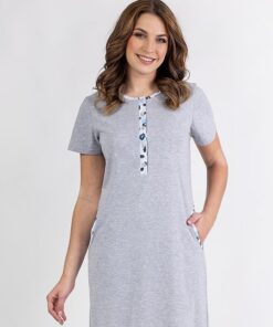 koszula nocna rozpinana szary melanż