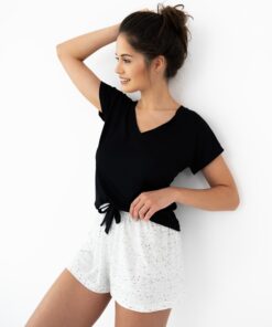 piżama damska krótka szaro czarna