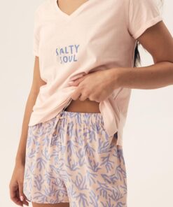 krótka piżama damska henderson morelowo niebieska