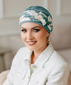 miętowy elegancki turban onkologiczny