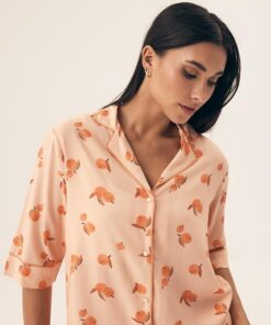 piżama damska rozpinana góra morelowa