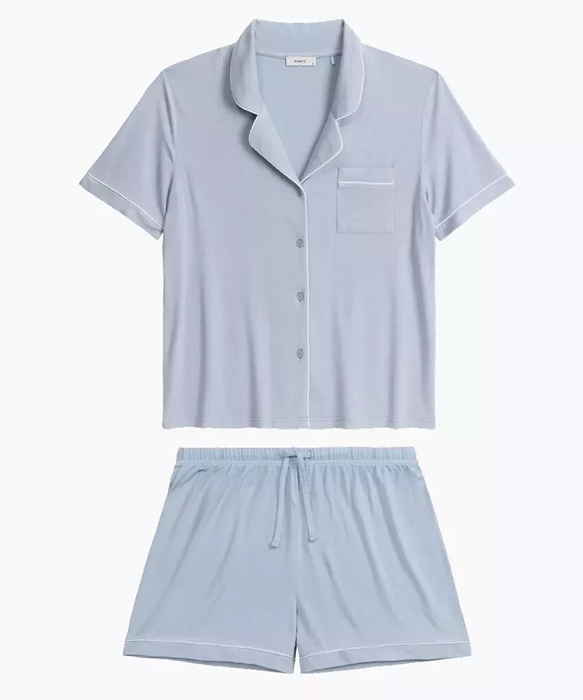 piżama damska krótka zapinana na guziki niebieska